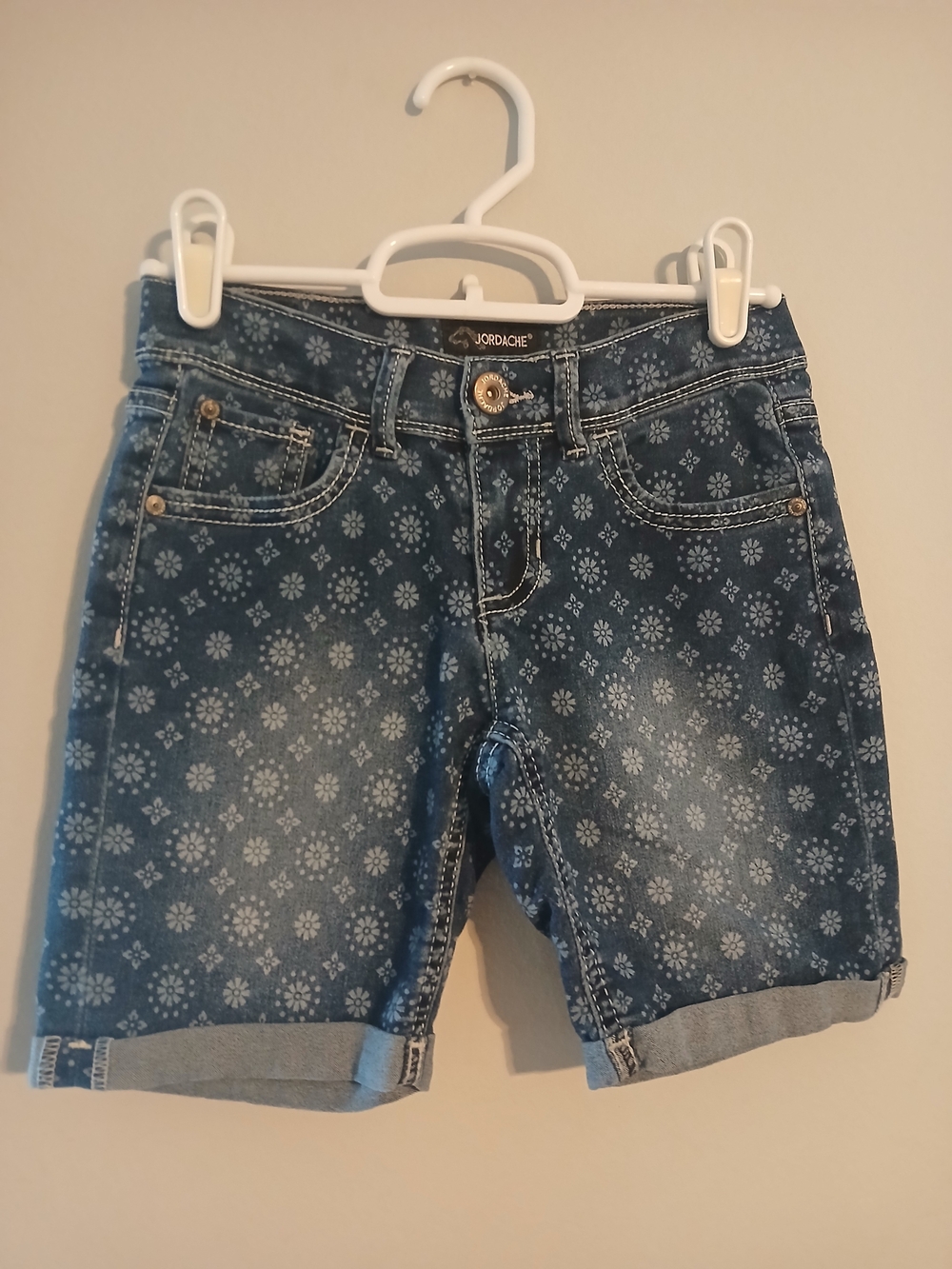 Jordache Floral Print Denim Shorts - Blue